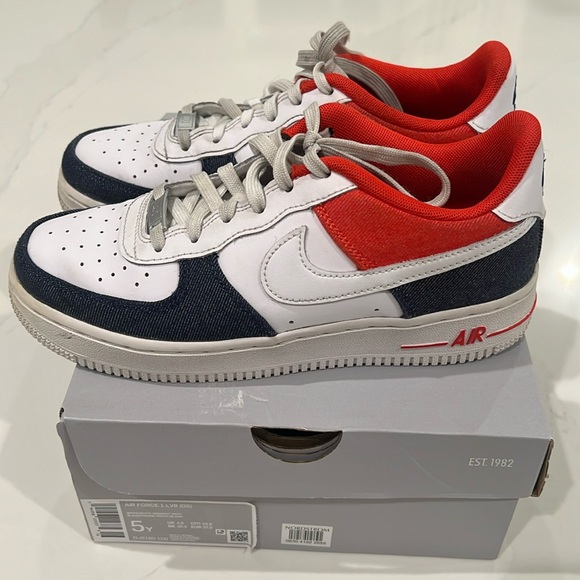 Nike Air Force 1 LV8 KSA (GS) 5 youth kids 6.5 Women Red | White | Blue Navy HTF - Picture 1 of 14